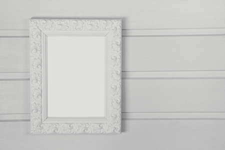 Vintage white wooden picture frame の写真素材