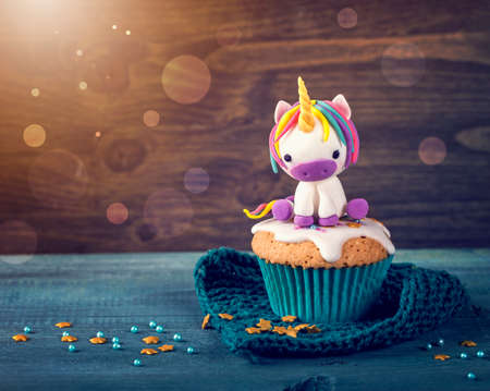 Unicorn cupcakes for a partyの写真素材