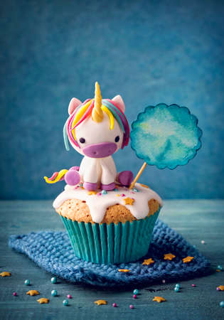 Unicorn cupcakes for a partyの写真素材