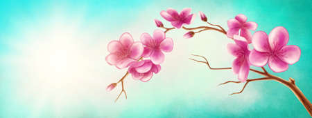 Illustration of a blossom branchの写真素材