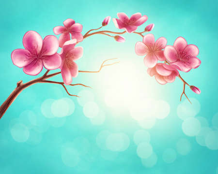 Illustration of a blossom branchの写真素材