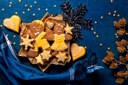 Christmas cookies on a wooden background