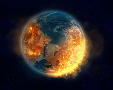 Burning Earth, global warming concept.の写真素材