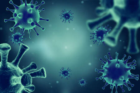 Coronavirus concept. Microscope virus close up.3d rendering.の写真素材