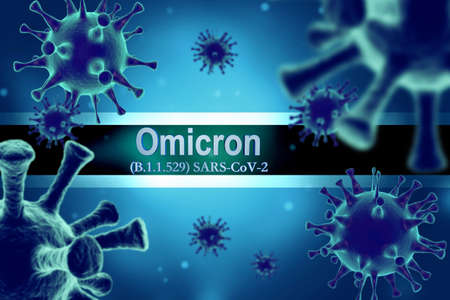 Omicron Variant. Coronavirus mutation. 3d renderingの写真素材