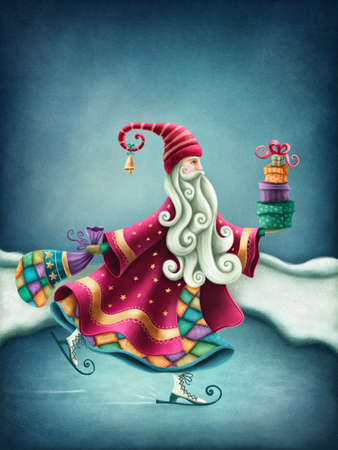 Illustration of Santa Claus with presents for Christmasの写真素材