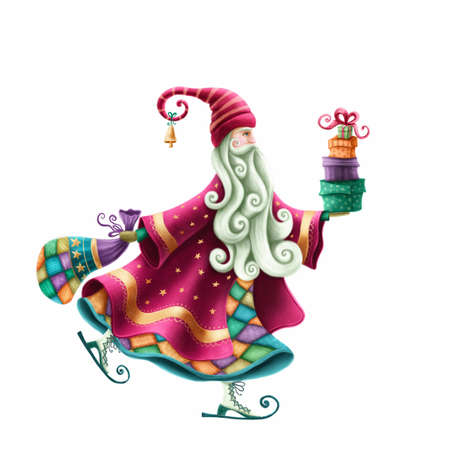 Illustration of Santa Claus with presents for Christmasの写真素材