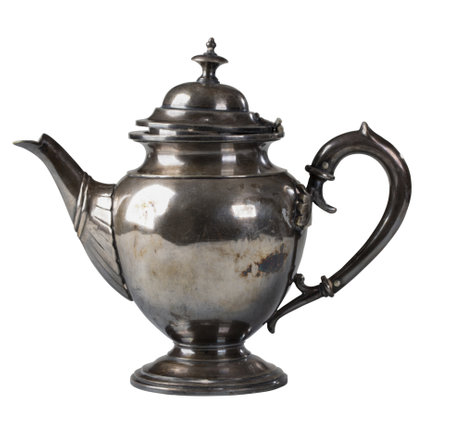 Vintage Old Silver Teapot. PNG filesの写真素材