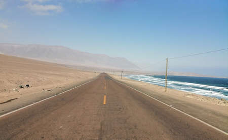 Road in the middle of the desert, Fuerteventuraの写真素材