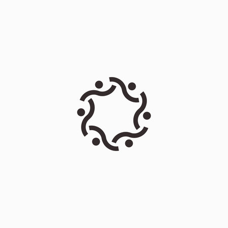 A minimalist  depicting a circle of people, symbolizing connection and collaboration.