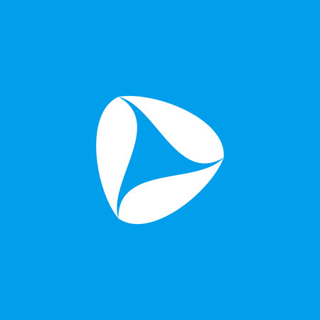 White triangle shape on a blue background, simple design, abstract concept