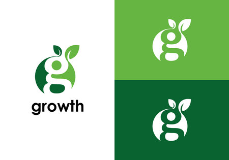 A modern  design featuring the letter 'g' integrated with leaves, symbolizing growth and eco-friendliness.のイラスト素材
