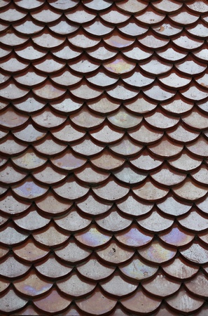 Scale shaped ceramic tile roof background detailの写真素材