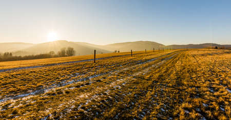 Sunset above mountainsの写真素材