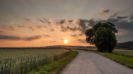 Sunset above roadの写真素材