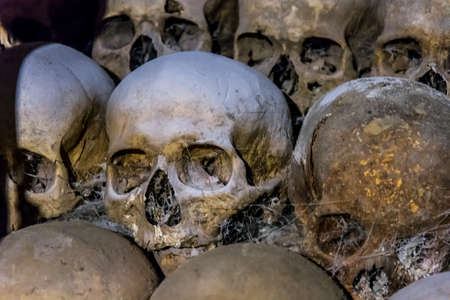 Skulls and bones from the charnel houseの写真素材