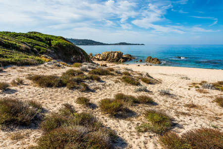 Beautiful Corsica beach, mountains, seaの写真素材