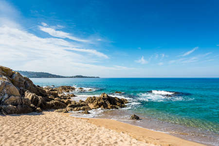 Beautiful Corsica beach, mountains, seaの写真素材