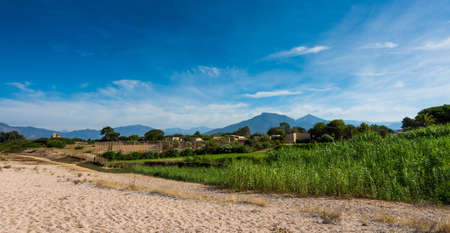 Beautiful Corsica beach, mountains, seaの写真素材