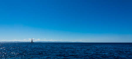 Landscape of Corsica nature, sea and mountains. Travels with boat to near city.の写真素材