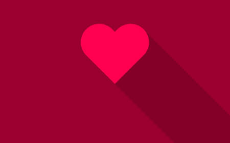 Flat heart vector icon. Valentines day greetings. Red heart on the pink background with shadow.のイラスト素材
