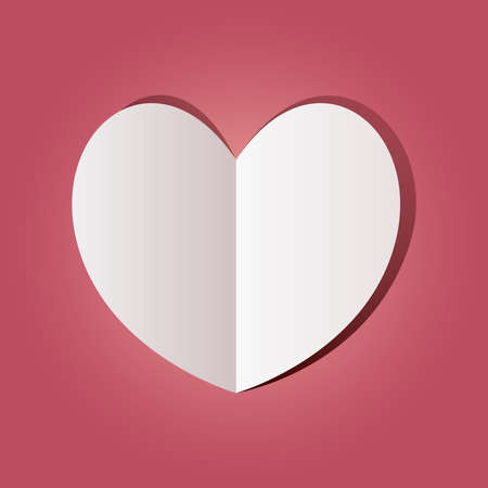 Vector illustration of paper heart. White heart placed on pink background. Usable as valentines day letter.のイラスト素材