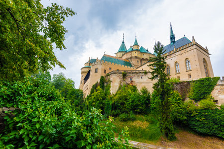 Bojnice medieval castle, UNESCO heritage, Slovakia. It is a Romantic castle with some original Gothic and Renaissance elements built in the 12th centuryのeditorial素材