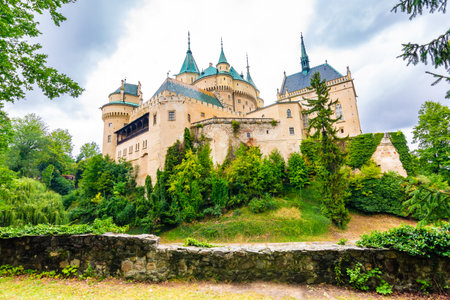 Bojnice medieval castle, UNESCO heritage, Slovakia. It is a Romantic castle with some original Gothic and Renaissance elements built in the 12th centuryのeditorial素材