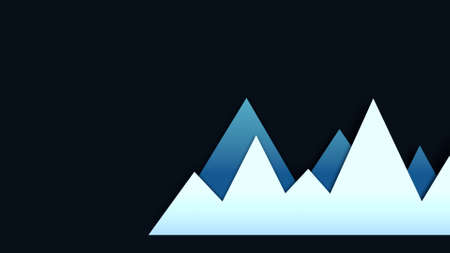 Mountain in winter flat art illustration. Light blue mountain in foreground, dark blue mountain background. Modern gradient style, usable as christmas or winter greeting card.の写真素材