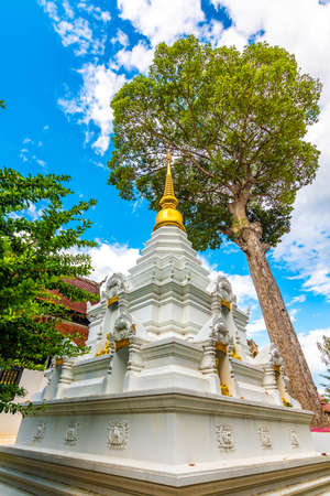 White pagoda near Wat Chedi Luang temple, Chiang Mai city, Thailandの写真素材