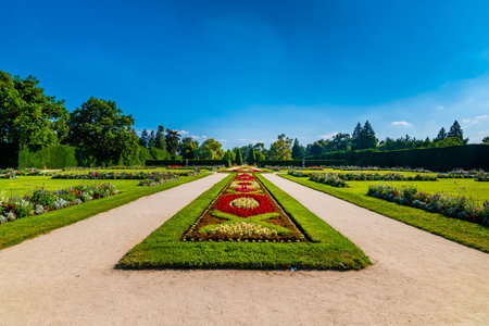 Beautiful formal garden near the Lednice castle, Czech Republic.のeditorial素材