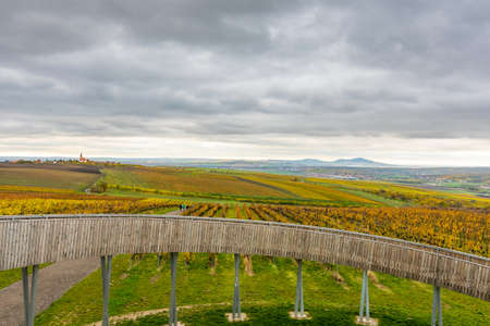 Lokout tower at Kobyli Vrch hill, South Moravia region - Czech republic. Wooden spiral construction...