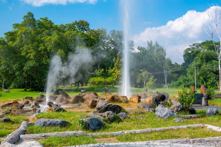 San Kamphaeng Geyser at Chaingmai, Thailandの写真素材