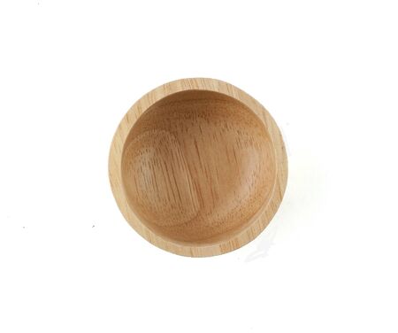 Isolated, Top view of small wooden cup on white background with clipping path.の写真素材
