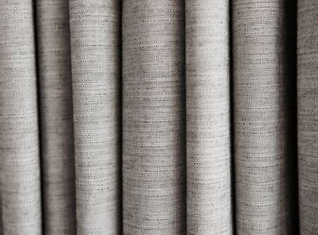 Close up detail, Background, Grey fabric of curtain for protect the sunlight in interior house.の写真素材