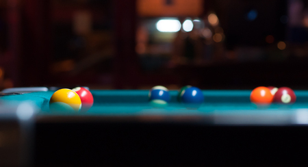 Close up of snooker balls on snooker table.の写真素材