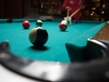 Close up of snooker balls on snooker table.の写真素材