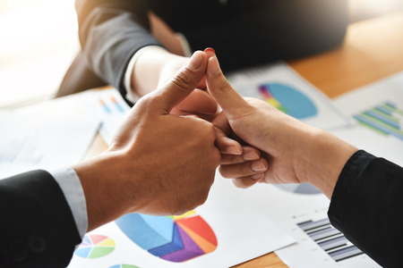 Successful of Three business partners with thumbs upの写真素材