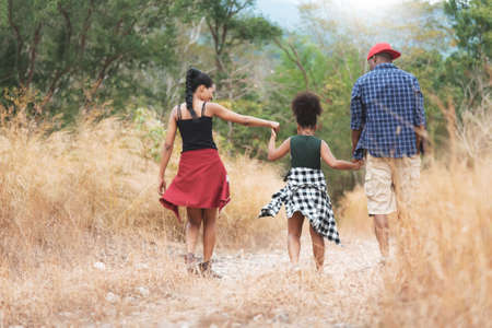 Happy African American family on natureの写真素材