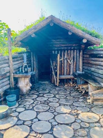Historical wooden Sauna in Finlandのeditorial素材
