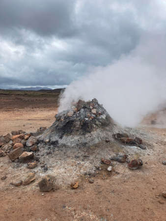 A Steaming hot Spring in Hverir in Icelandの写真素材