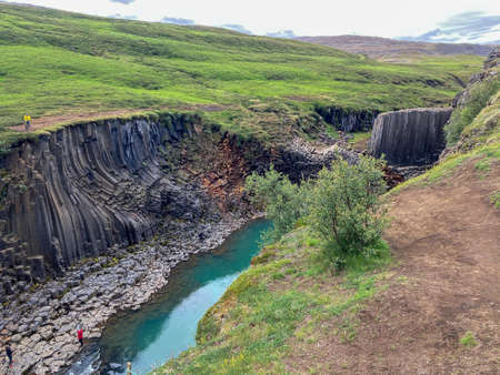 Studlagil basalt Canyon in the Jokuldalur Valley in Icelandの写真素材