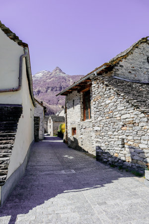 Sonogno, Switzerland, 10. April 2022: Historical Village of Sonognoのeditorial素材