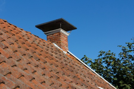 Roof and chimney on old Dutch house