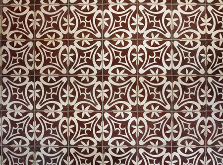 Top view tiled floor with brown Mediterranean decorationsの写真素材