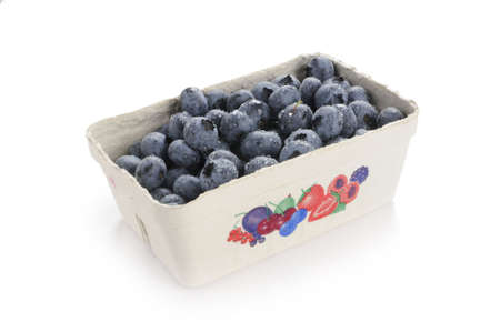 blueberries in cardboard trayの写真素材