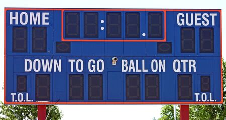 Closeup of a Football Scoreboardの写真素材