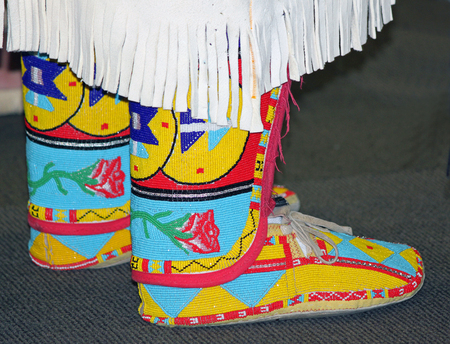 Colorful Native American Beaded Moccasinsの写真素材