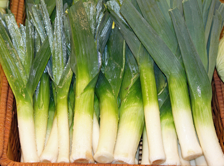 Organic Leeks on Display at the Farmers' Market