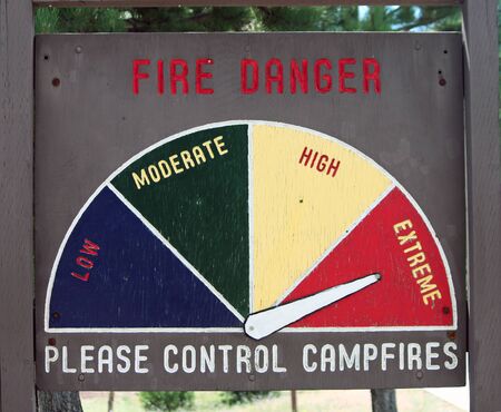 Forest Service Sign stating that Fire Danger is Extremeの写真素材
